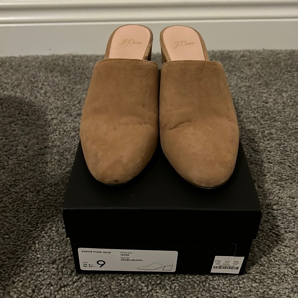 J. Crew Sophie Pump Mule in tan Suede